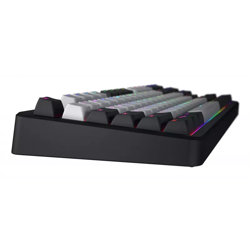 HATOR Rockfall 3 TKL Wireless, melna, QMK/VIA, OMA profila balti-melni taustiņu vāciņi, lineārie mehāniskie hotswap slēdži, US ANSI izkārtojums (HTK850)