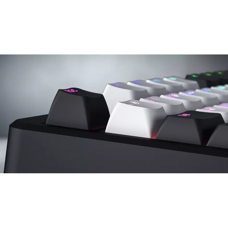 HATOR Rockfall 3 TKL Wireless, melna, QMK/VIA, OMA profila balti-melni taustiņu vāciņi, lineārie mehāniskie hotswap slēdži, US ANSI izkārtojums (HTK850)