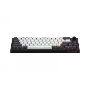 HATOR Skyfall Pro Wireless 65 taustiņu spēļu tastatūra, USB + RF bezvadu + Bluetooth, QWERTY US angļu, melna, pelēka