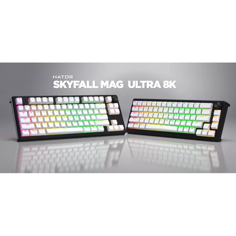 HATOR Skyfall 65 MAG ULTRA 8K tastatūra Gaming USB QWERTY US Angļu Melna, Balta