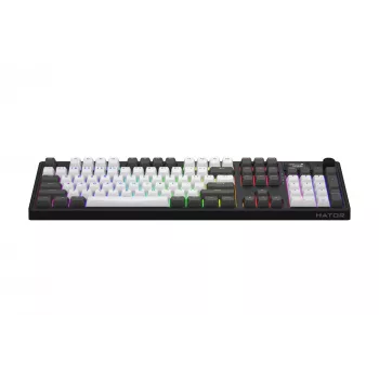 HATOR Skyfall Pro Wireless 100 spēļu tastatūra, USB + RF bezvadu + Bluetooth, QWERTY US Angļu, Melna, Pelēka