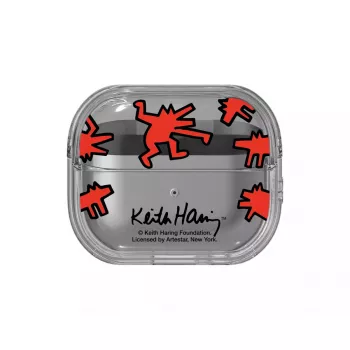 Samsung Keith Haring Slickback Maciņš Galaxy Buds3 Pro Sarkans Caurspīdīgs
