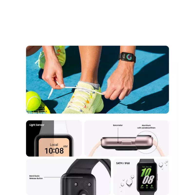 Samsung Galaxy Fit3 4.06 cm (1.6 collu) AMOLED 40 mm Digitāls 256 x 402 pikseļi Skārienekrāns Pelēks