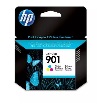 HP 901 oriģinālā trīskrāsu tintes kasetne, standarta ietilpība, ciāna, fuksīna, dzeltena
