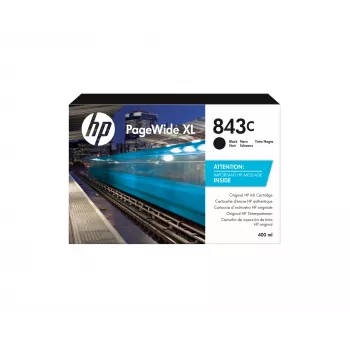 HP 843C 400 ml melna PageWide XL tintes kasetne, melna, 1 gab.