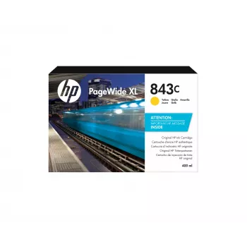 HP 843C 400 ml dzeltenā PageWide XL tintes kasetne, dzeltena, 1 gab.