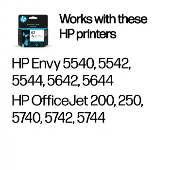 HP 62 Tri-color Original Ink Cartridge (Ciāna, Magenta, Dzeltena), 1 gab., 165 lapas