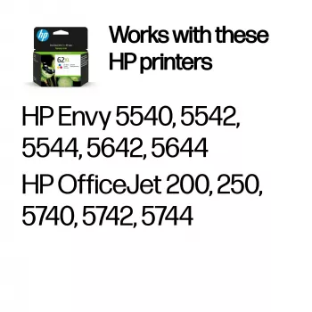HP 62XL augstas ražības trīskrāsu oriģinālā tintes kasetne, ciāna, fuksīna, dzeltena, 1 gab., 415 lappuses