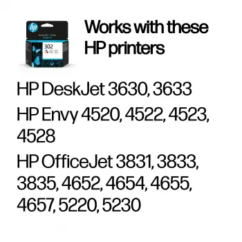 HP 302 Tri-color Original Ink Cartridge, ciāna, fuksīna, dzeltena, 1 gab., 150 lapas