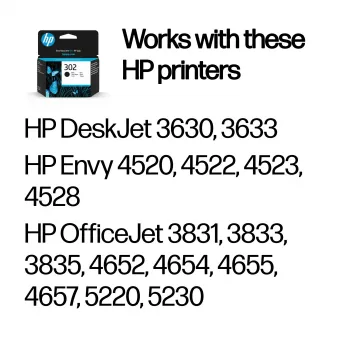 HP 302 Black Original tintas kasetne, melna, 1 gab., 170 lpp.