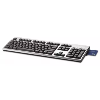 HP Smart Card CCID Keyboard, pilna izmēra (100%), vadu, USB, mehāniska, melna, sudraba