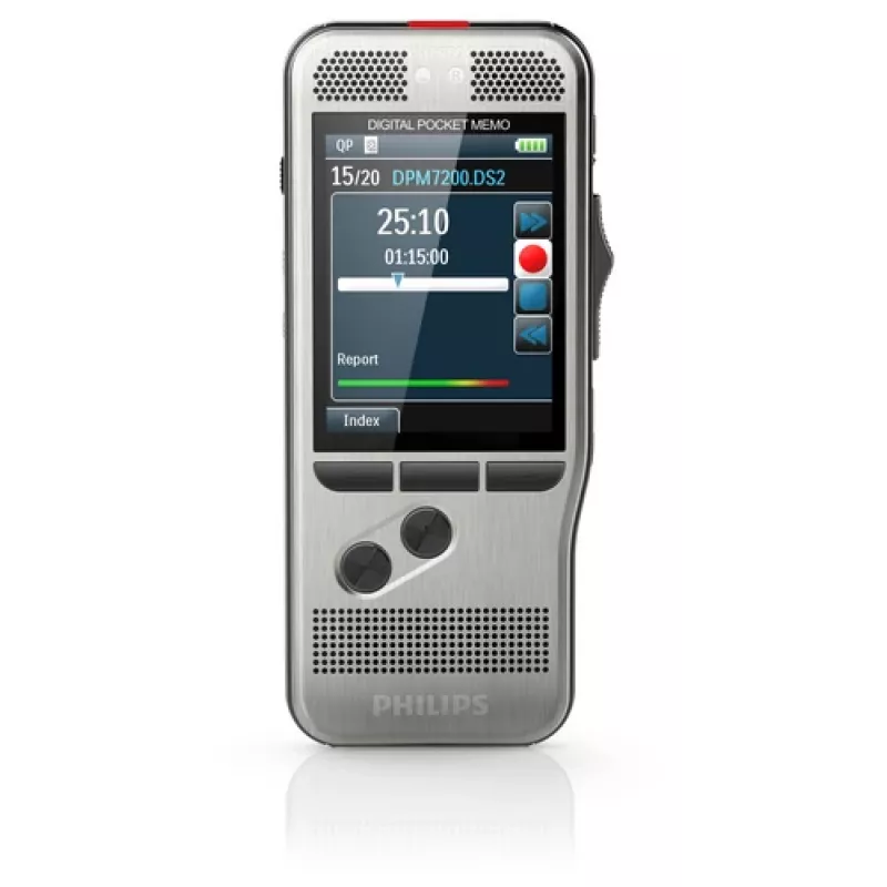 Philips DPM 7200 Diktofons ar zibatmiņas karti, nerūsējošais tērauds