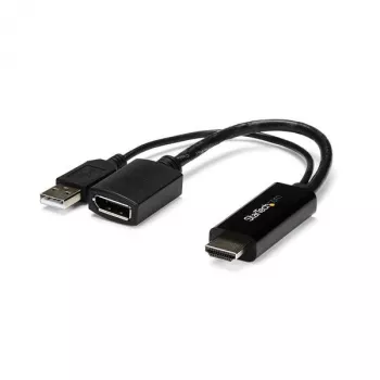 StarTech.com HDMI uz DisplayPort adapteris - 4K 30Hz, 3840 x 2160 pikseļi, 1080p, 720p, 120 Hz, Melns, MegaChips - STDP2600, Aktīvs video pārveidotājs