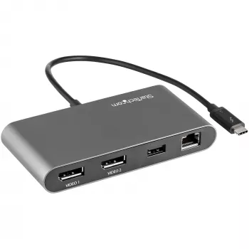 StarTech.com Divu monitoru Thunderbolt Mini Dokstacija, 4K 60Hz DisplayPort, Bezpievada centrs Windows un Mac, Gigabitu Ethernet, 1x USB-A (USB 5Gbps), 11 collu (28 cm) kabelis