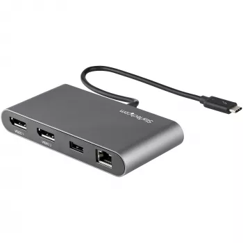 StarTech.com Divu monitoru Thunderbolt Mini Dokstacija, 4K 60Hz DisplayPort, Bezpievada centrs Windows un Mac, Gigabitu Ethernet, 1x USB-A (USB 5Gbps), 11 collu (28 cm) kabelis