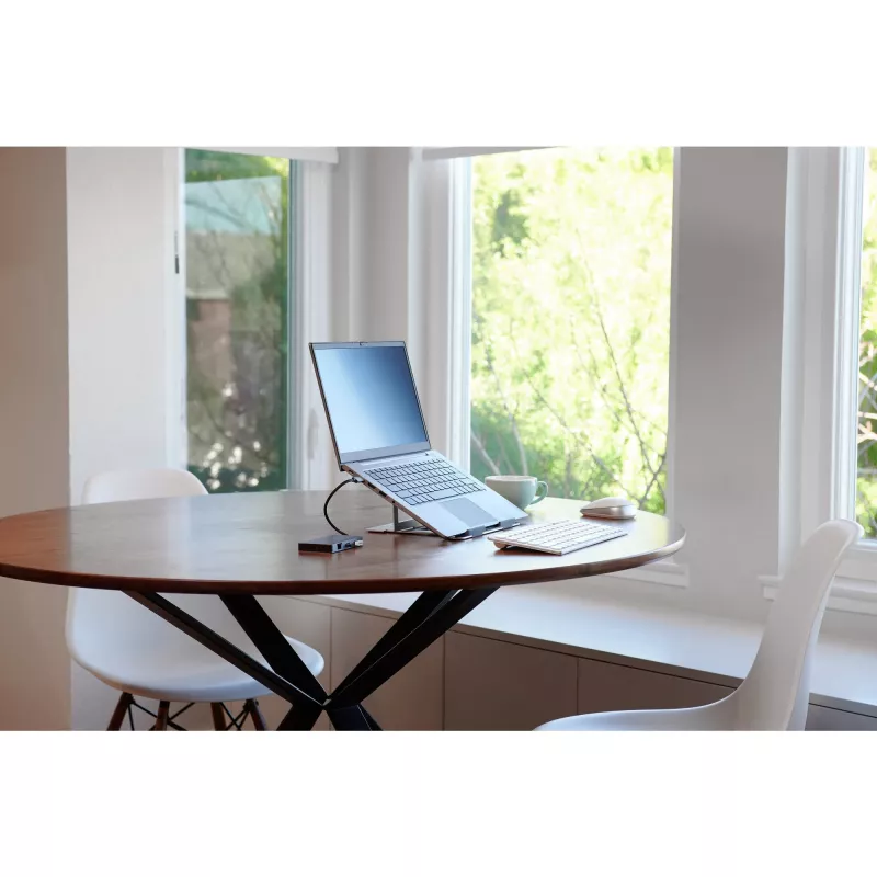 Kensington Easy Riser Aluminium Laptop Riser, klēpjdatora statīvs, sudraba krāsa, alumīnijs, silikons, tērauds, 40,6 cm (16 collas), 5 kg, 86 - 118 mm