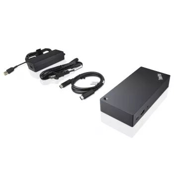 Lenovo 40A90090IT dokstacija klēpjdatoram, vadu, USB 3.2 Gen 1 (3.1 Gen 1) Type-C, melna