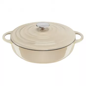 Tefal čuguna pasniegšanas panna LOV E25972, apaļa 3.8 L, 28 cm, bēša