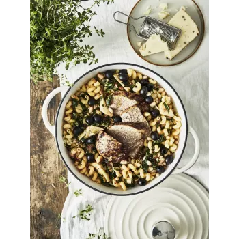 Tefal čuguna pasniegšanas panna LOV E25972, apaļa 3.8 L, 28 cm, bēša