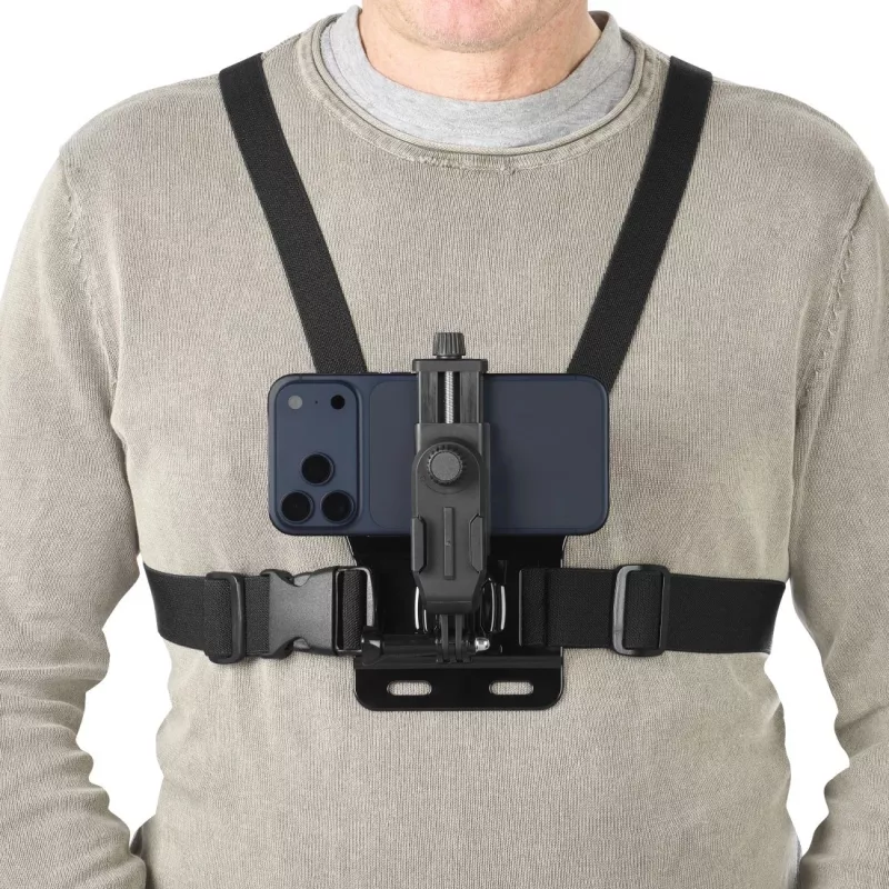 Krūšu siksna kamerai HAMA 00004567 (saderīga ar GoPro), melna, regulējams krūšu stiprinājums