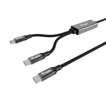 USB-C uz 2x USB-C Y veida uzlādes kabelis EQUIP 1.5m PD 140W, USB 2.0, Melns