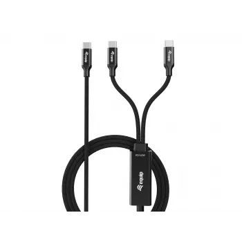 USB-C uz 2x USB-C Y veida uzlādes kabelis EQUIP 1.5m PD 140W, USB 2.0, Melns