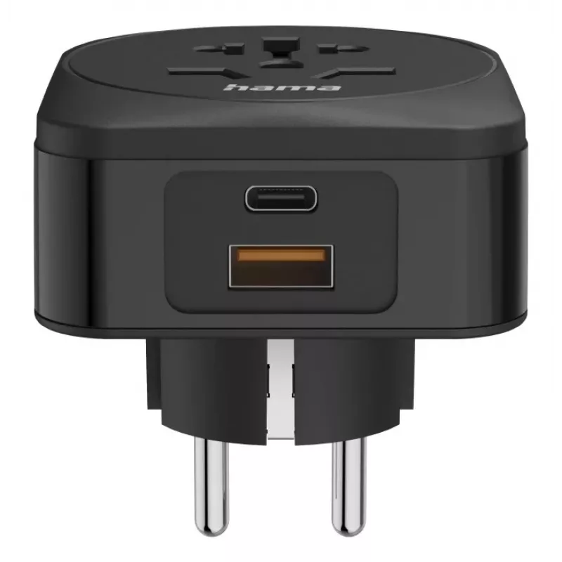 Hama 00223460 Ceļojumu adapteris ar USB-C un USB-A, 20W PD, melns