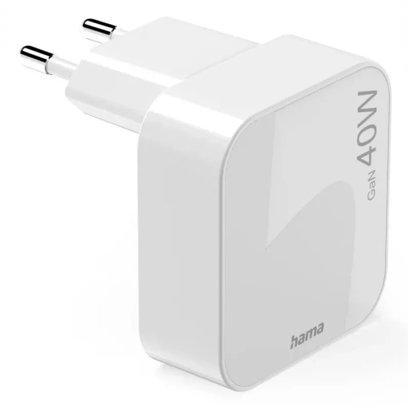 Hama 00125148 ātrais lādētājs viedtālruņiem un planšetēm, balts, 40 W GaN