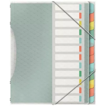 Esselte Colour'Ice A4 organizētājmape, 12 nodalījumu, 3 vāciņi, PP, caurspīdīga