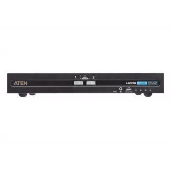 KVM slēdzis ATEN 2-portu USB HDMI Secure ar CAC, 4K UHD 3840x2160@60Hz, USB tastatūra/pelīte, metāla korpuss