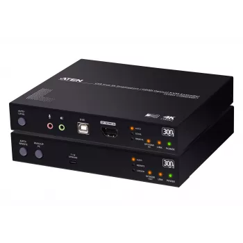 KVM pagarinātājs ATEN True 4K DP/HDMI optiskais KVM 300m – raidītājs un uztvērējs, DisplayPort/HDMI, USB, 300 m