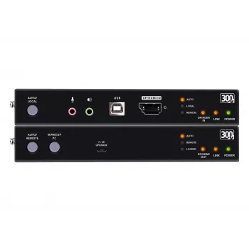KVM pagarinātājs ATEN True 4K DP/HDMI optiskais KVM 300m – raidītājs un uztvērējs, DisplayPort/HDMI, USB, 300 m