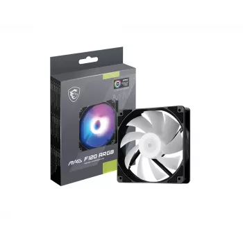 Datora korpusa ventilators MSI MAG F120 ARGB — 120 mm, 1300 RPM, hidrauliskais gultnis, melns