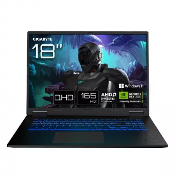 GIGABYTE GAMING A18 3VHK3FRC64SH klēpjdators AMD Ryzen™ 7 260 45.7 cm (18 collu) WQXGA 32 GB DDR5-SDRAM 1 TB SSD NVIDIA GeForce RTX 5060 Wi-Fi 6E (802.11ax) Windows 11 Home Melns