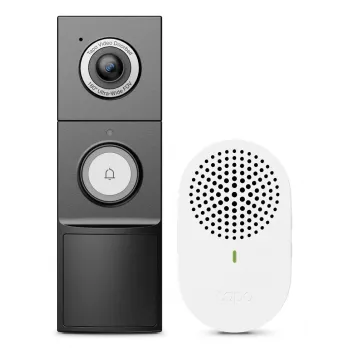 TP-Link Tapo Video Durvju Zvans D235 + D100C, 2K 5MP, 180°, IP66, Bezvadu, Melns/Balts
