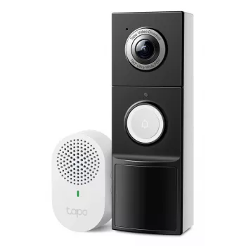 TP-Link Tapo Video Durvju Zvans D235 + D100C, 2K 5MP, 180°, IP66, Bezvadu, Melns/Balts