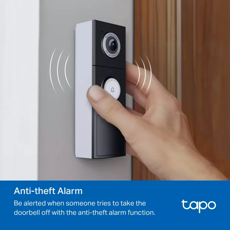 TP-Link Tapo Video Durvju Zvans D235 + D100C, 2K 5MP, 180°, IP66, Bezvadu, Melns/Balts