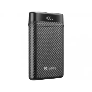 Sandberg Survivor Nano Powerbank 10000, 10000 mAh, Li-Ion, 3.7 V, 20 W, Melns
