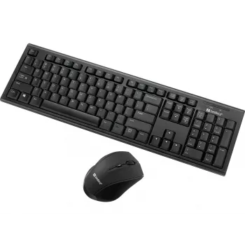 Sandberg Wireless Office DesktopSet INT, Bezvadu, RF, Membrānas, QWERTY, Melns, Pele iekļauta