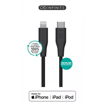 Lightning–USB-C kabelis eSTUFF ES602180-BULK — 1 m, Melns, MFi, RoHS