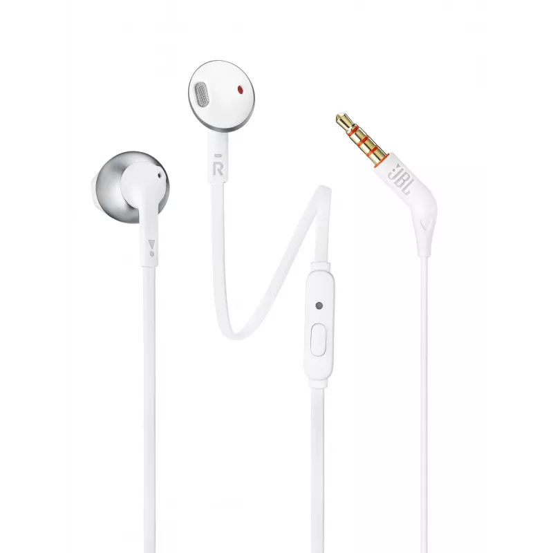JBL Tune 205, vadu austiņas, 20 - 20000 Hz, zvaniem/mūzikai, 14.3 g, hroms, balts
