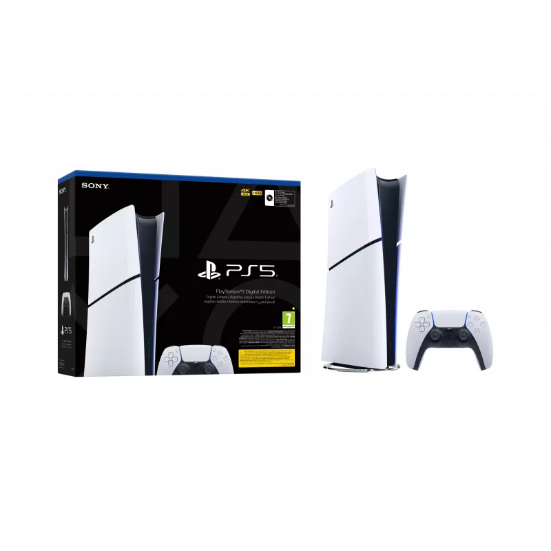 Sony PlayStation 5 (slim) Digital Edition, melna, balta, 1TB SSD