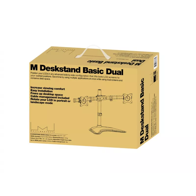 Multibrackets M Deskstand Basic Dual, brīvi stāvošs, 16 kg, 38.1 cm (15 collas), 68.6 cm (27 collas), 100 x 100 mm, Melns