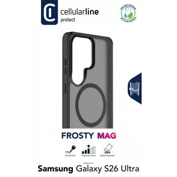 Cellularline FROSTY MAG caurspīdīgs maciņš Galaxy S26 Ultra ar matētu apdari un krāsainām malām, Qi2 saderīgs