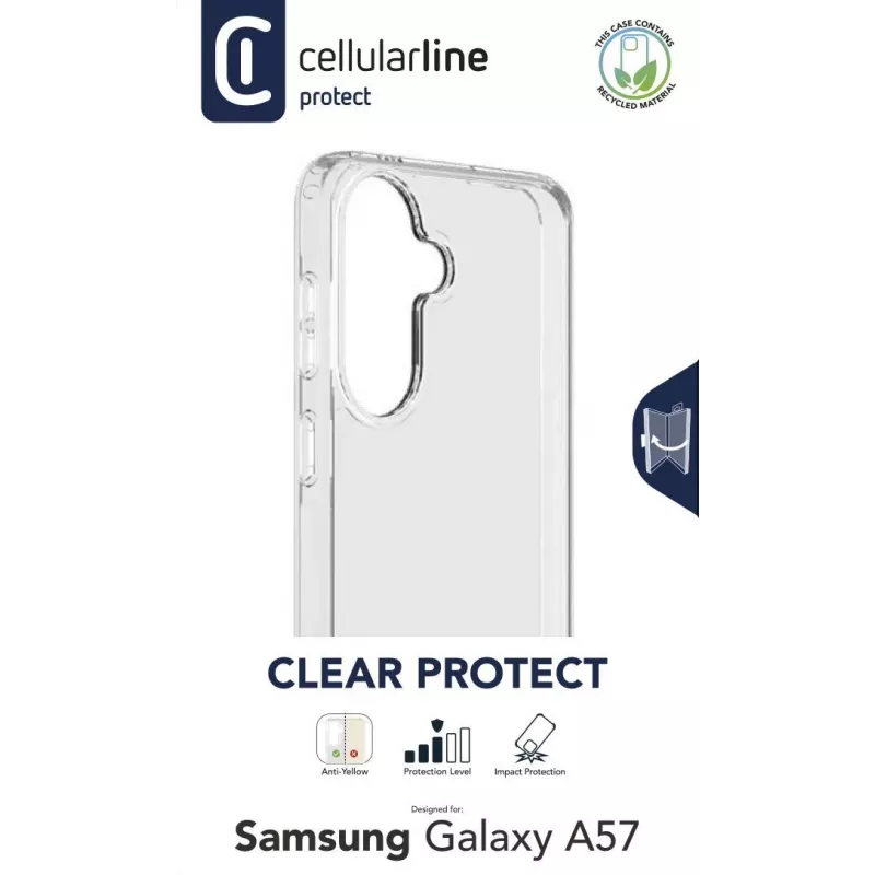 Cellularline Clear Protect cietais vāciņš ar gumijas malām Samsung Galaxy A57
