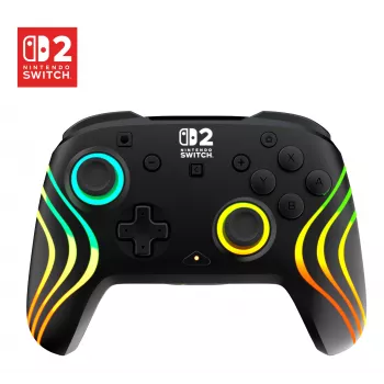 Bezvadu RGB spēļu kontrolieris Turtle Beach Afterglow Wave Black Nintendo Switch 2 — Bluetooth/USB-C, iebūvēts akumulators 20h, 3 m kabelis