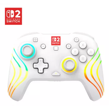 Bezvadu RGB spēļu kontrolieris Turtle Beach Afterglow Wave White Nintendo Switch 2, Bluetooth/USB-C, iebūvēts akumulators 20h, 3m kabelis
