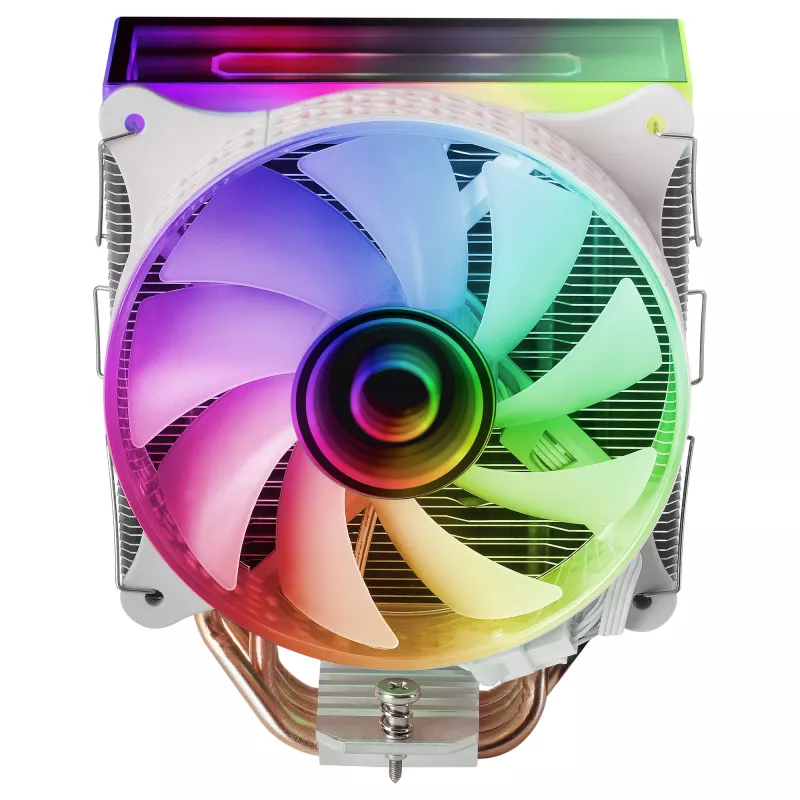 Mars Gaming MCPU-VR White CPU dzesētājs Dual Infinity Mirror ARGB 4 HCT siltumcaurules 180W TDP Īpaši kluss PWM 12cm ventilators