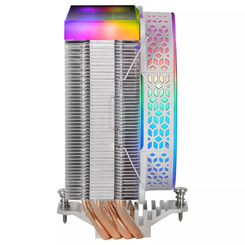 Mars Gaming MCPU-VR White CPU dzesētājs Dual Infinity Mirror ARGB 4 HCT siltumcaurules 180W TDP Īpaši kluss PWM 12cm ventilators