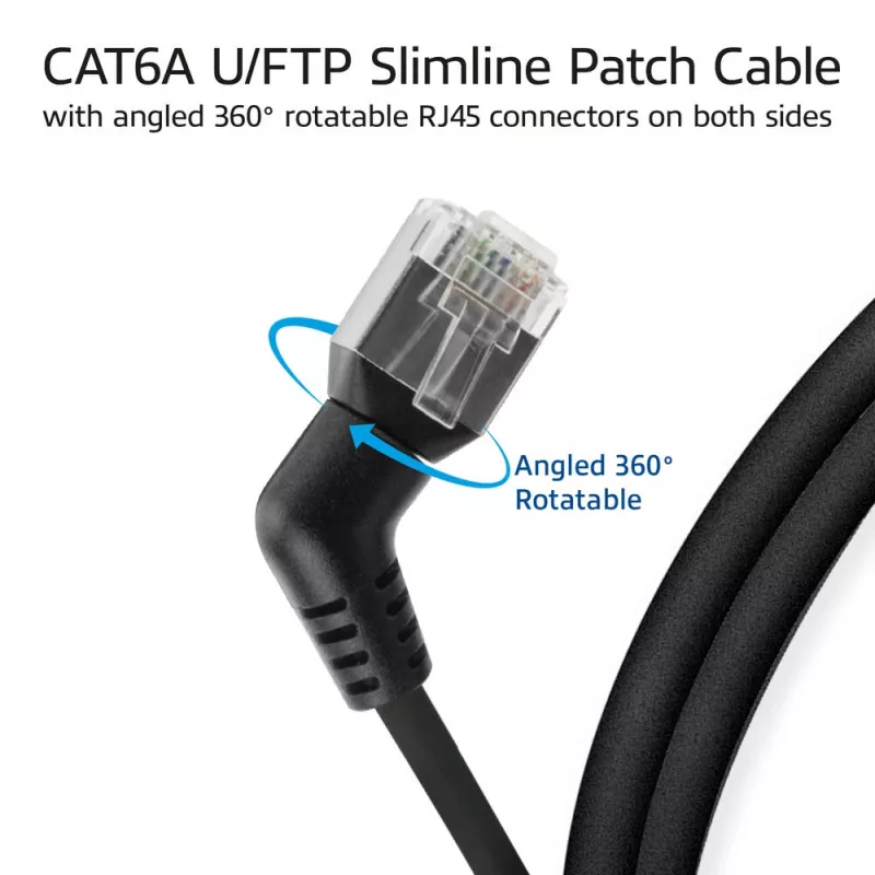 ACT DD1901 Cat6 U/FTP (STP) tīkla kabelis 1 m, melns, slīpais savienotājs